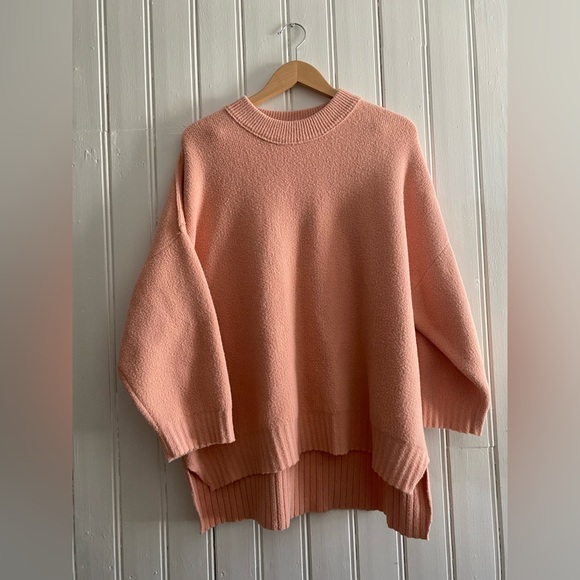 FREE PEOPLE peaches tunic sweater dusty pink oversized mock neck small - Picture 4 of 10